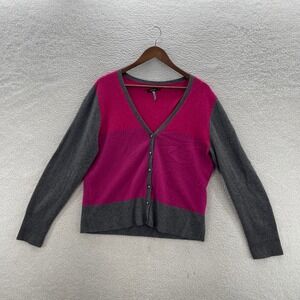 Apt 9 Cardigan Sweater Womens XL Pink Cashmere Preppy Luxury Cabin Cozy Soft